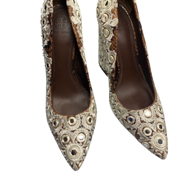 Tory Burch Francesca Roccia Python heels women’s Size 8 - Picture 6 of 9